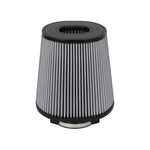 aFe POWER Magnum FLOW Pro DRY S universal air filter with 5 inch flange and inverted top media.