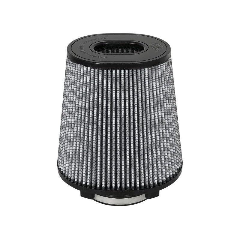 aFe POWER Magnum FLOW Pro DRY S universal air filter with 5 inch flange and inverted top media.
