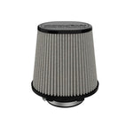 aFe Magnum FLOW Pro DRY S oval air filter with 4-inch flange and grey oil-free synthetic media