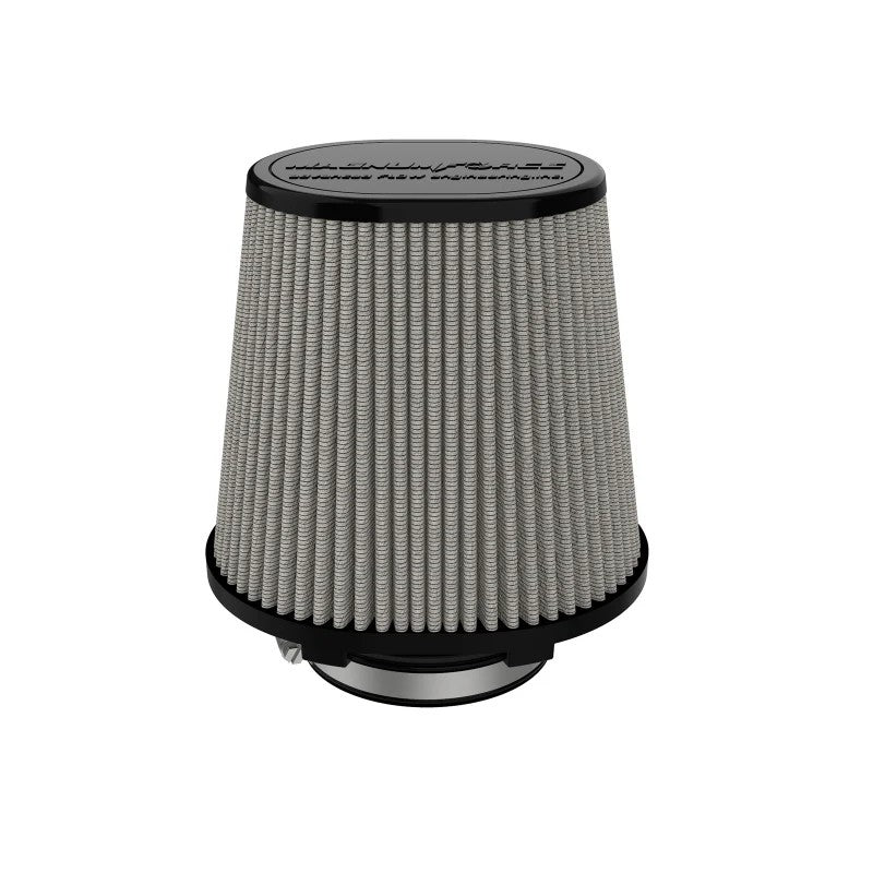 aFe Magnum FLOW Pro DRY S oval air filter with 4-inch flange and grey oil-free synthetic media