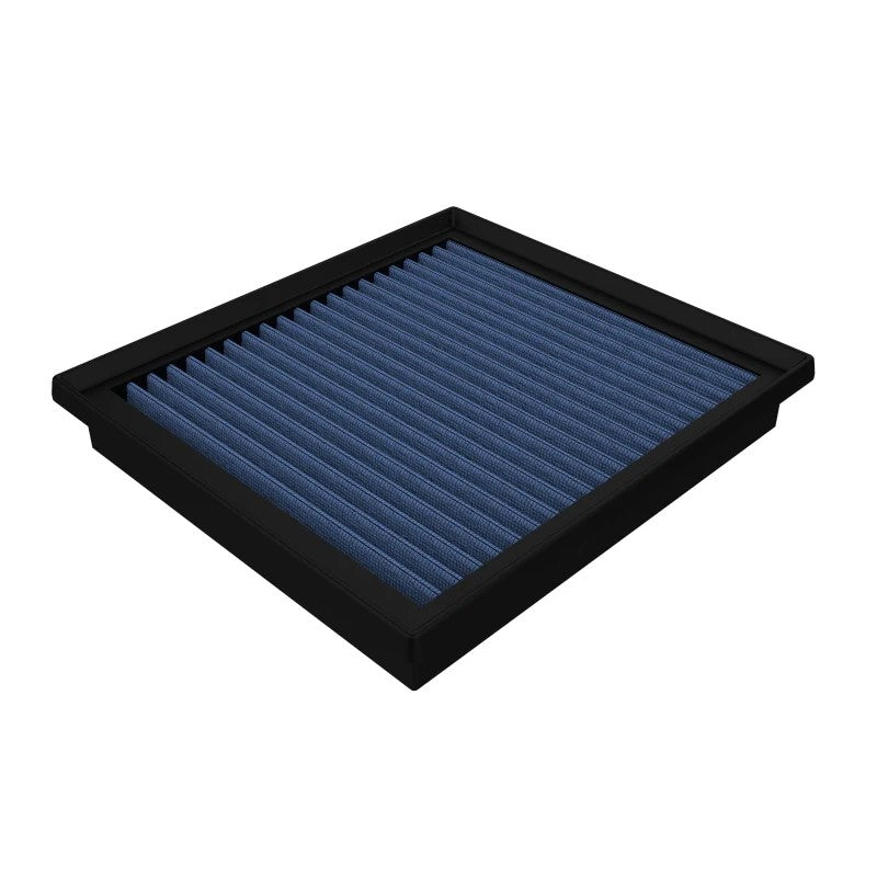 aFe Magnum FLOW Pro 5R performance air filter featuring blue oiled 5-layer cotton gauze and black polyurethane frame.