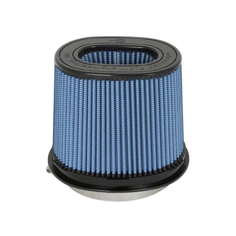 aFe Power Magnum FLOW Pro 5R replacement air filter featuring blue oiled media and a black polyurethane frame.