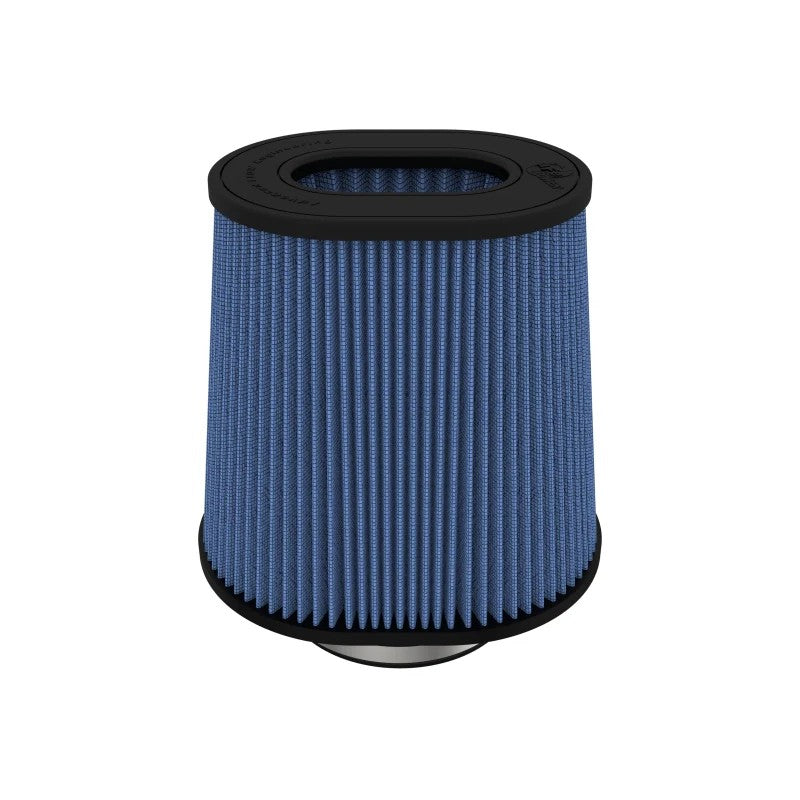 aFe Pro 5R universal air filter featuring blue oiled cotton media, inverted top, and black polyurethane base.