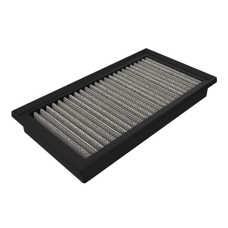 aFe Power Magnum FLOW Pro DRY S flat panel air filter with white synthetic media and black polyurethane frame.