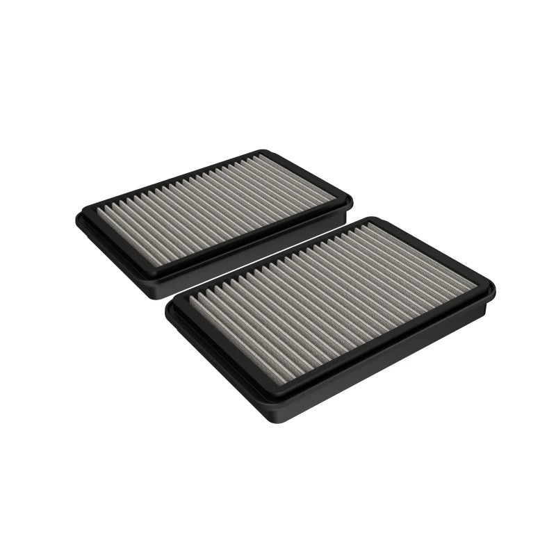 aFe Magnum FLOW Pro DRY S air filter with grey synthetic media and a black 360-degree polyurethane frame.