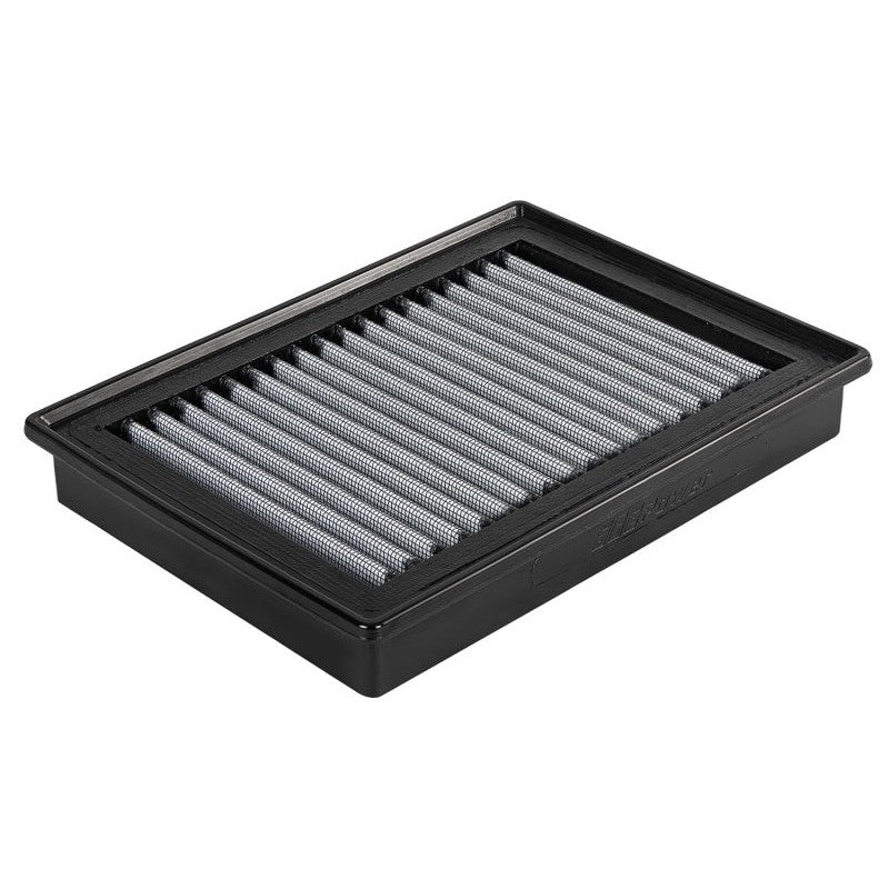 aFe Power Magnum FLOW Pro DRY S 31-10271 air filter with black polyurethane frame and white non-oiled synthetic media.