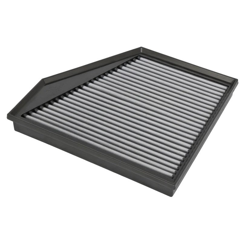 aFe Magnum FLOW Pro DRY S air filter featuring blue synthetic dry media and a black polyurethane frame.