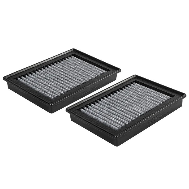 aFe Power Pro DRY S replacement air filters (pair) featuring blue non-oiled synthetic media and black urethane frames