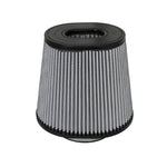 aFe Power Pro DRY S universal tapered air filter with 4.5 inch flange and black inverted top.
