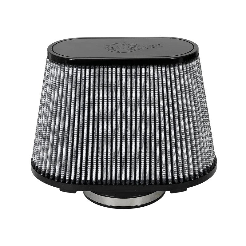 aFe Magnum FLOW Pro DRY S universal air filter with 5-inch flange and white synthetic media