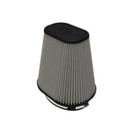 aFe Magnum FLOW Pro DRY S universal air filter featuring blue oil-free synthetic media and black polyurethane base.