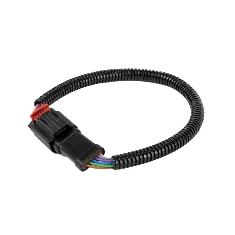aFe Power 12-inch MAF extension harness for Ford trucks featuring factory-style connectors and black protective looming.