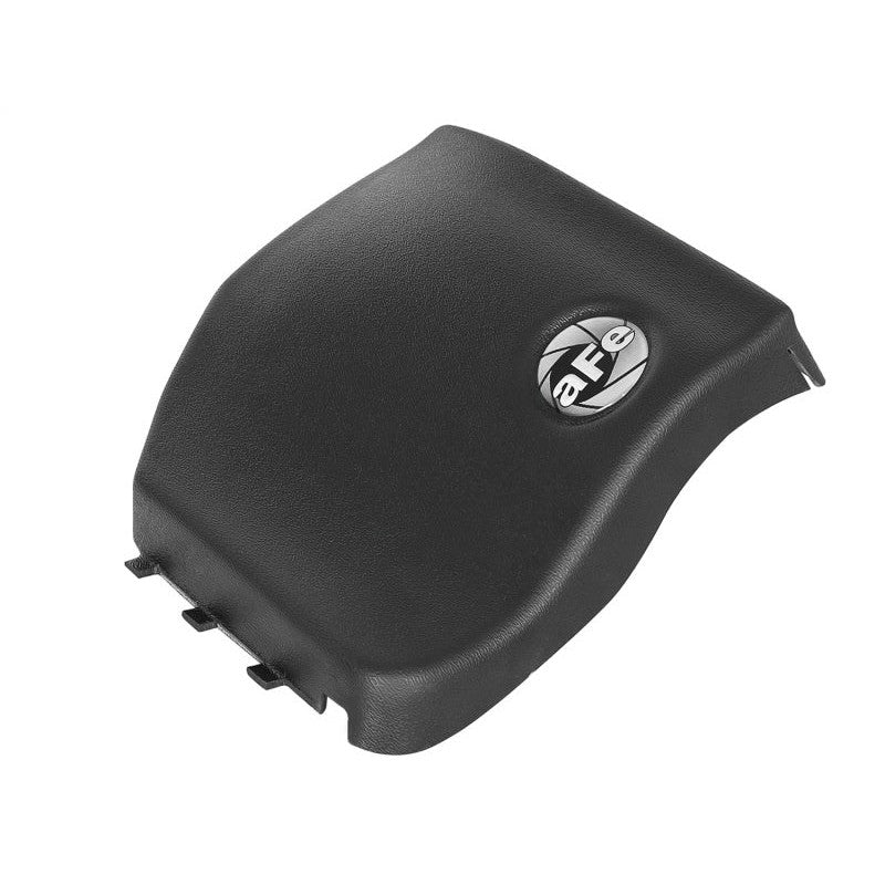 Black vacuum-formed aFe Magnum FORCE Stage-2 cold air intake cover for 2017-2018 Ford F-250/F-350 Super Duty.