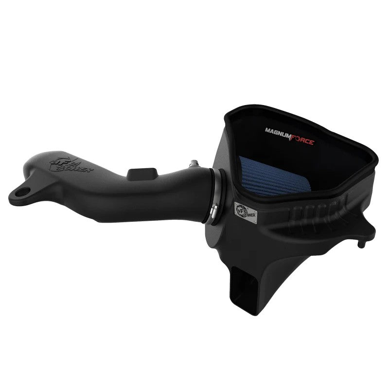 aFe Magnum FORCE Stage-2 intake system with blue Pro 5R filter and black XLPE housing for BMW N55 engines.