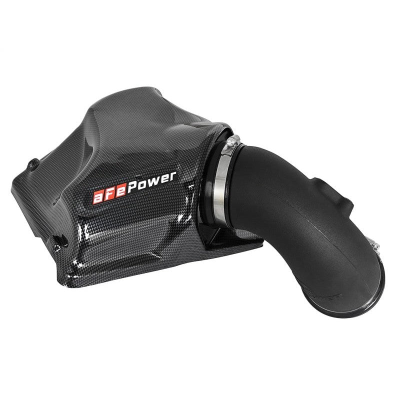 aFe Power Magnum FORCE Stage-2 intake system with carbon fiber look cover and 7 inch conical Pro 5R air filter.
