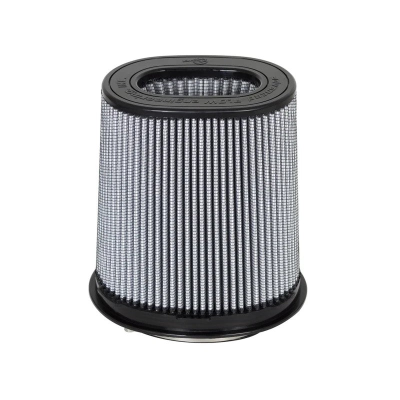 aFe MagnumFLOW Pro DRY S conical air filter featuring grey synthetic media and a black polyurethane base.