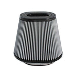 aFe Magnum FLOW Pro DRY S oval conical air filter with black polyurethane base and inverted top.