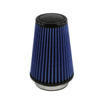 aFe MagnumFLOW Pro 5R conical air filter with blue oiled media and black polyurethane base and top