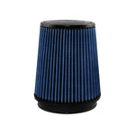 aFe Power Magnum FLOW Pro 5R conical performance air filter with blue oiled cotton gauze and black polyurethane base