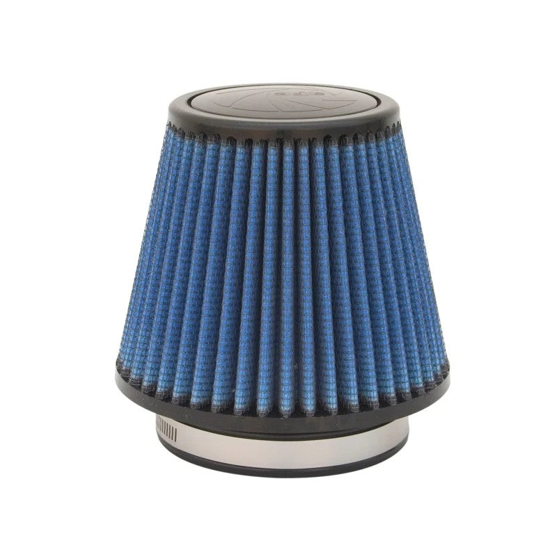 aFe MagnumFLOW Pro 5R performance air filter with blue oiled cotton gauze and black polyurethane flange.