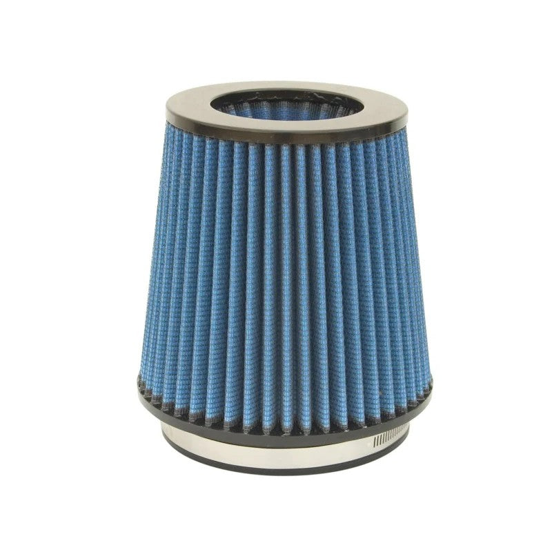 aFe Magnum FLOW Pro 5R universal cone air filter with inverted top and blue oiled cotton gauze media.