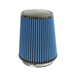 aFe Power MagnumFLOW Pro 5R conical air filter with blue oiled media and black polyurethane flange.