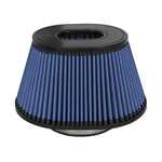 aFe Power Magnum FLOW Pro 5R oiled air filter featuring blue cotton media, black polyurethane base, and inverted top.