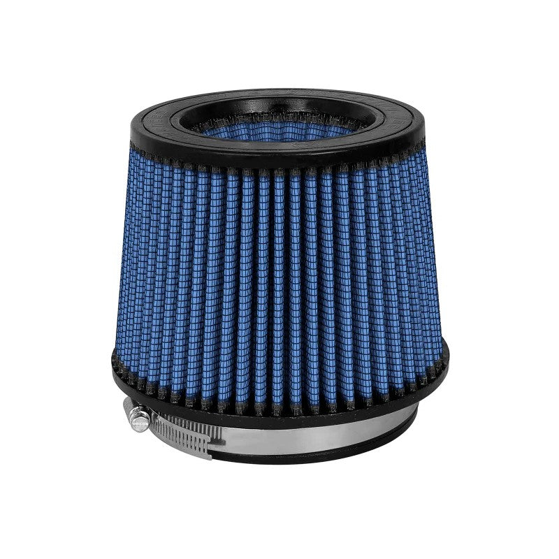 aFe Power MagnumFLOW Pro 5R tapered air filter with blue oiled cotton media and a 5-inch flange