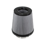 aFe Power MagnumFLOW Pro DRY S conical air filter with black polyurethane base and grey synthetic media pleats