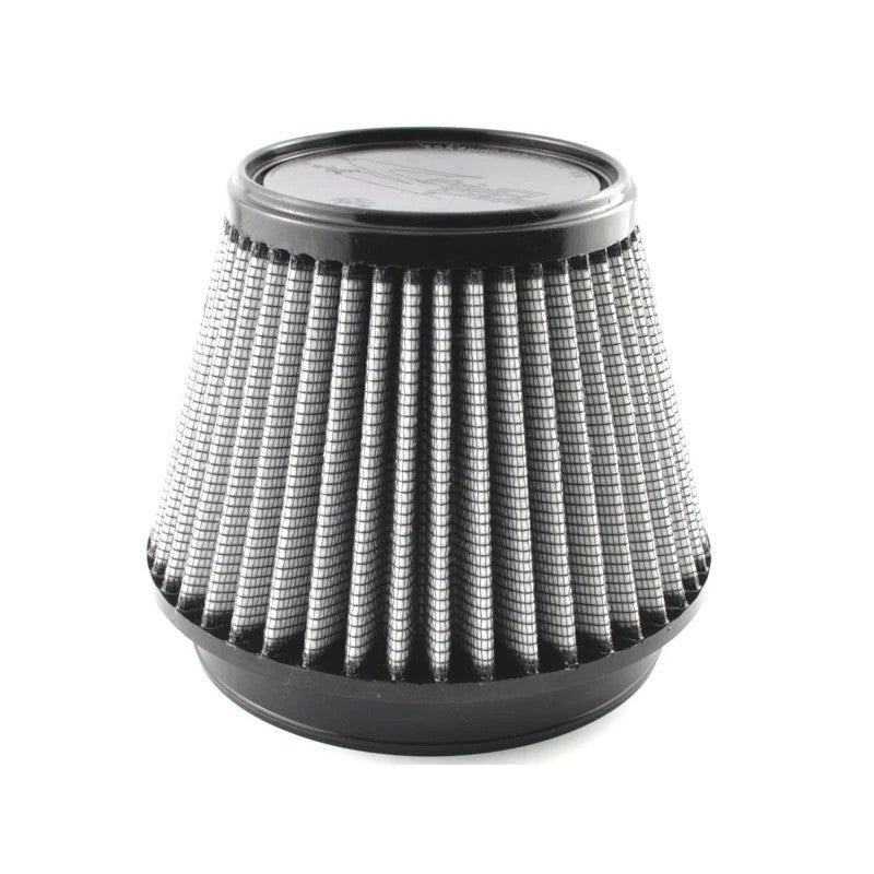 aFe Power MagnumFLOW Pro DRY S conical air filter with oil-free synthetic media and 5.5-inch flange.