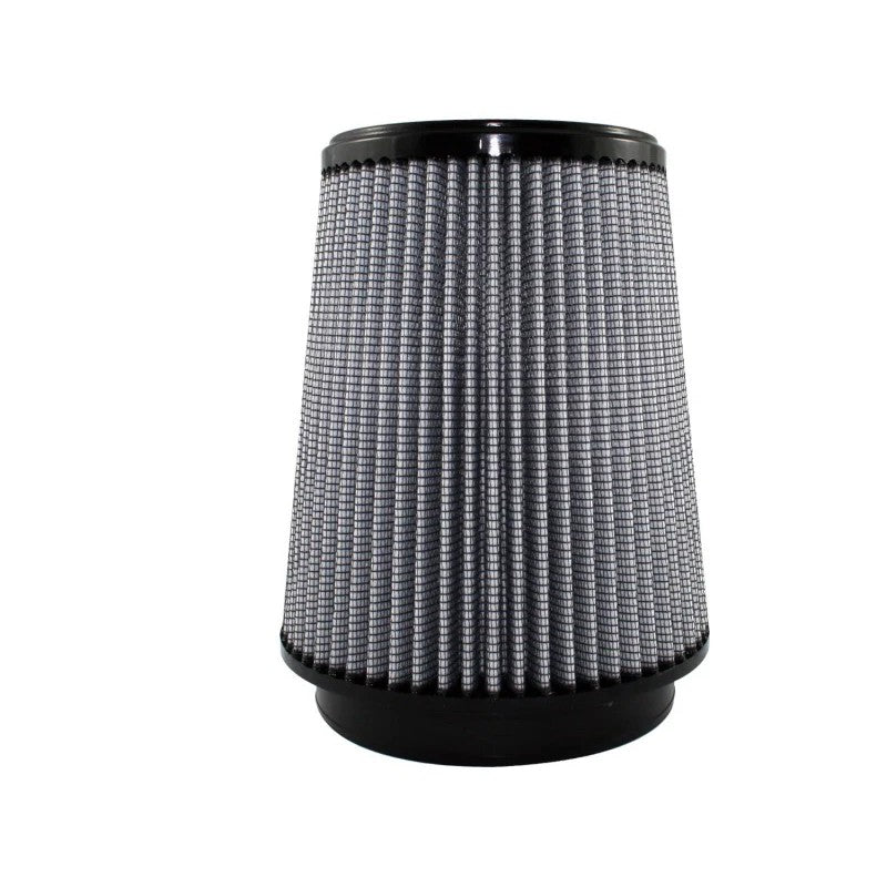aFe MagnumFLOW Pro DRY S conical performance air filter with 5-1/2 inch flange and black polyurethane base