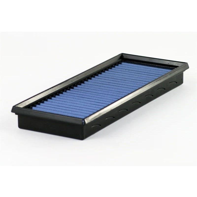 aFe Power MagnumFLOW Pro 5R oiled cotton air filter featuring blue pleats and a black polyurethane frame