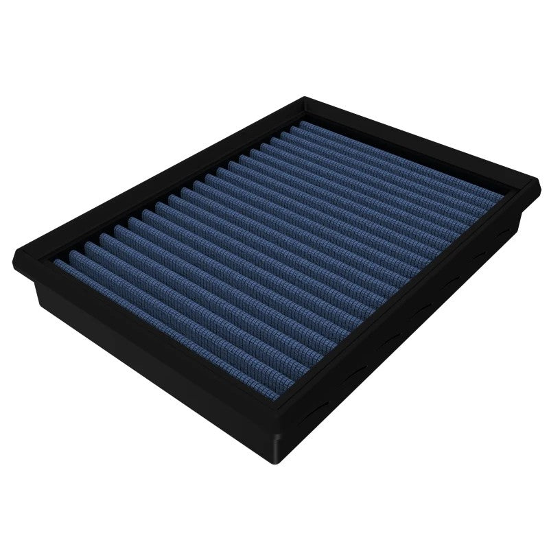 aFe Power MagnumFLOW Pro 5R OER performance air filter with blue oiled cotton gauze and black polyurethane frame.