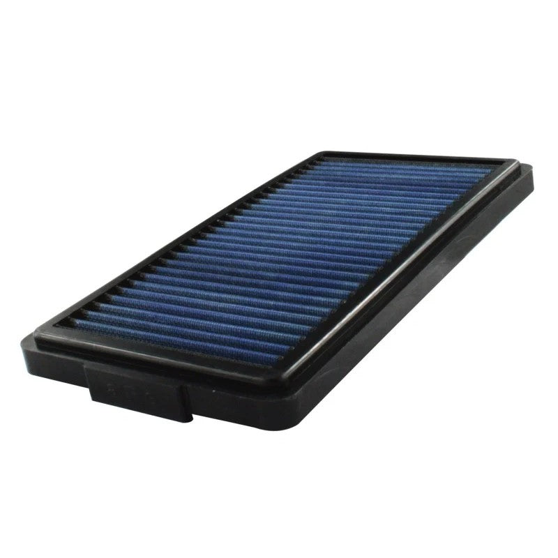 aFe MagnumFLOW Pro 5R performance air filter featuring blue oiled cotton media and a black polyurethane frame