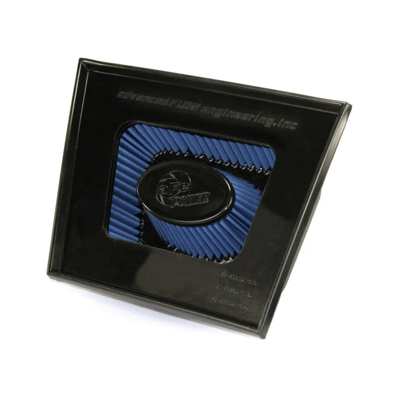 aFe Power Magnum FLOW Pro 5R oiled air filter with blue cotton gauze media and black polyurethane molded frame.