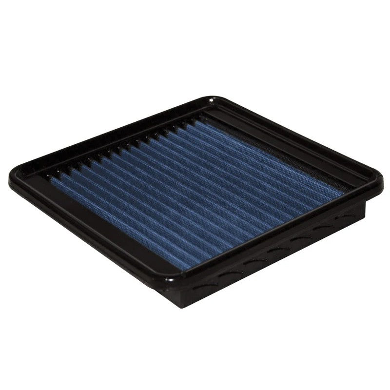 aFe Power MagnumFLOW Pro 5R drop-in performance air filter with blue oiled cotton gauze and black polyurethane frame.