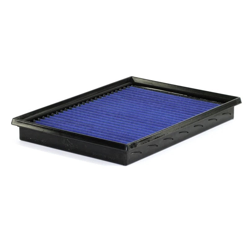 aFe MagnumFLOW Pro 5R oiled air filter with blue cotton gauze media and black polyurethane frame