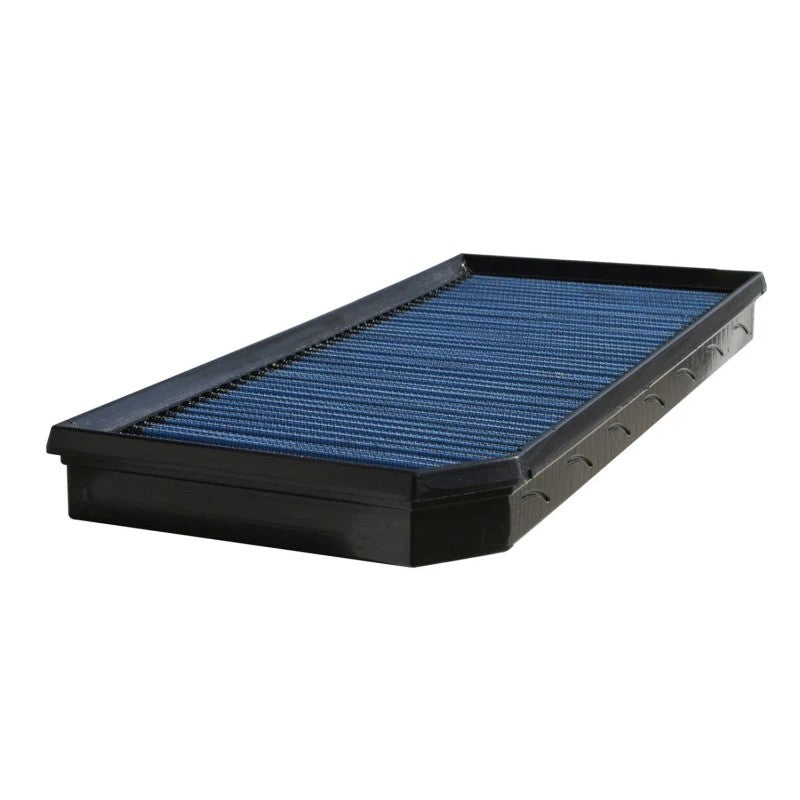 aFe Power MagnumFLOW OER Pro 5R performance air filter with blue polyurethane frame and pleated cotton gauze media.