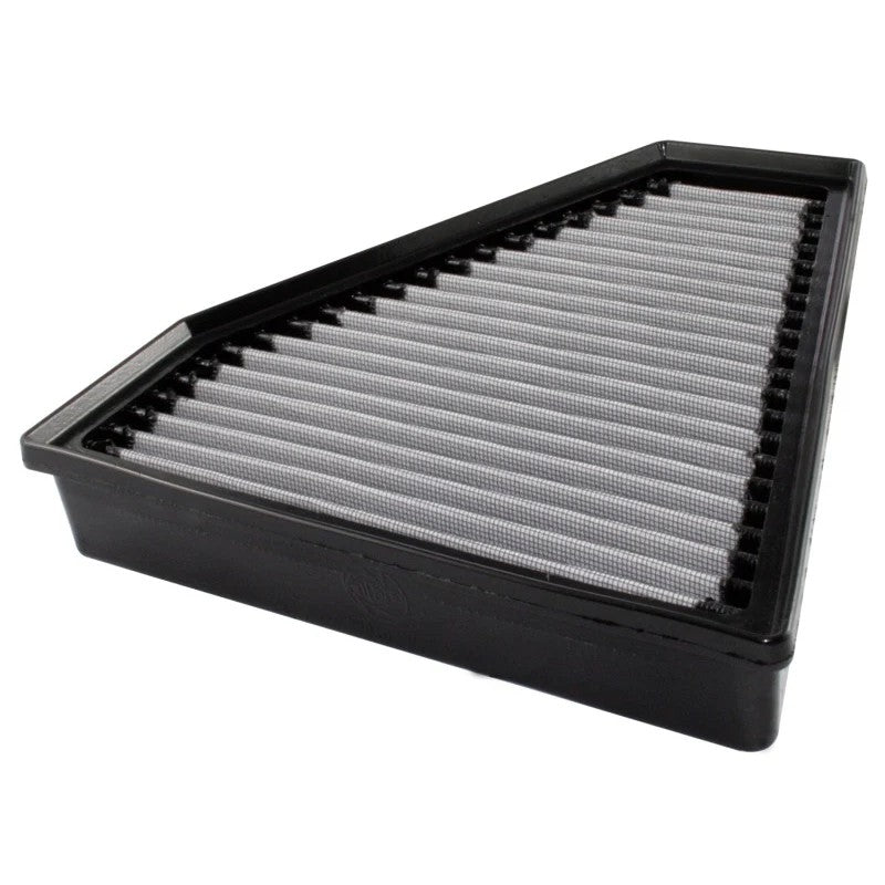 aFe MagnumFLOW OER Pro DRY S replacement air filter with white synthetic media and black polyurethane frame.