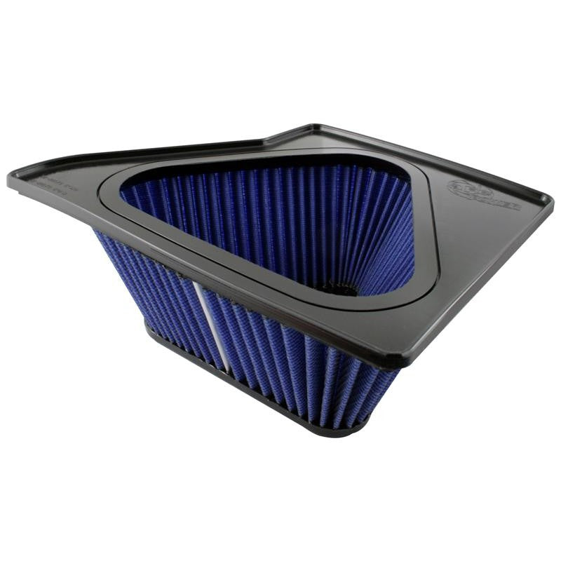 aFe Power Magnum FLOW Pro DRY S replacement air filter with blue synthetic media for 2011-2016 Ford 6.7L diesel trucks.