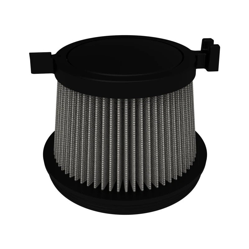 aFe Power MagnumFLOW Pro DRY S replacement air filter with grey synthetic media and black polyurethane frame.