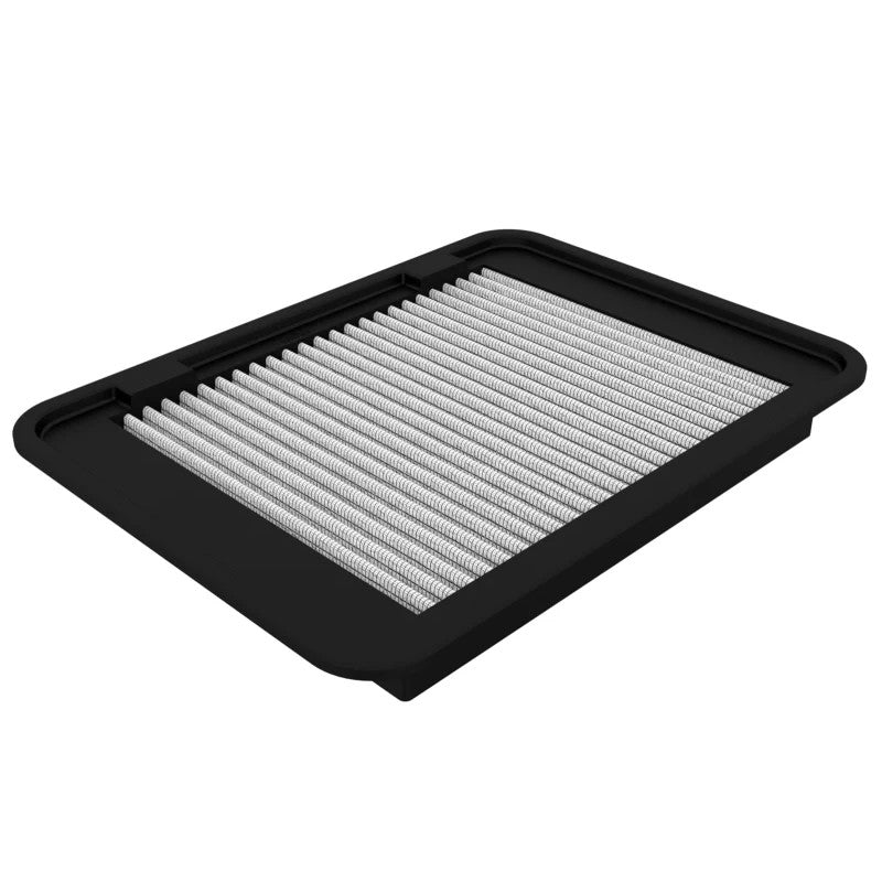 aFe MagnumFLOW OER Pro DRY S replacement air filter with grey synthetic media and a black polyurethane frame.