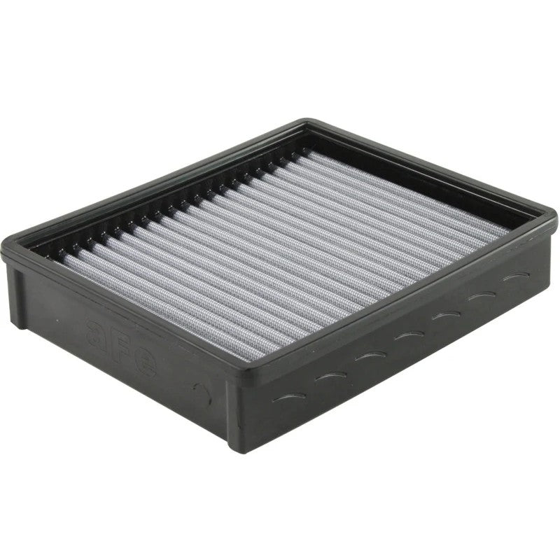aFe Power Magnum FLOW Pro DRY S OE replacement air filter 31-10013 with white synthetic media and black frame.