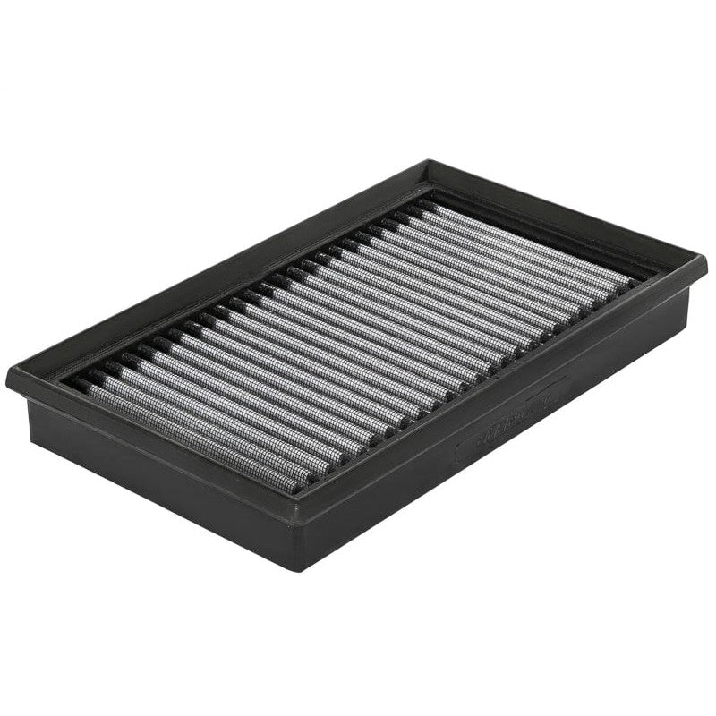 aFe Power MagnumFLOW OER Pro DRY S replacement air filter featuring white oil-free synthetic media and black urethane frame.