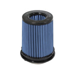aFe Magnum FLOW Pro 5R universal air filter with blue oiled media, inverted top, and black polyurethane flange.