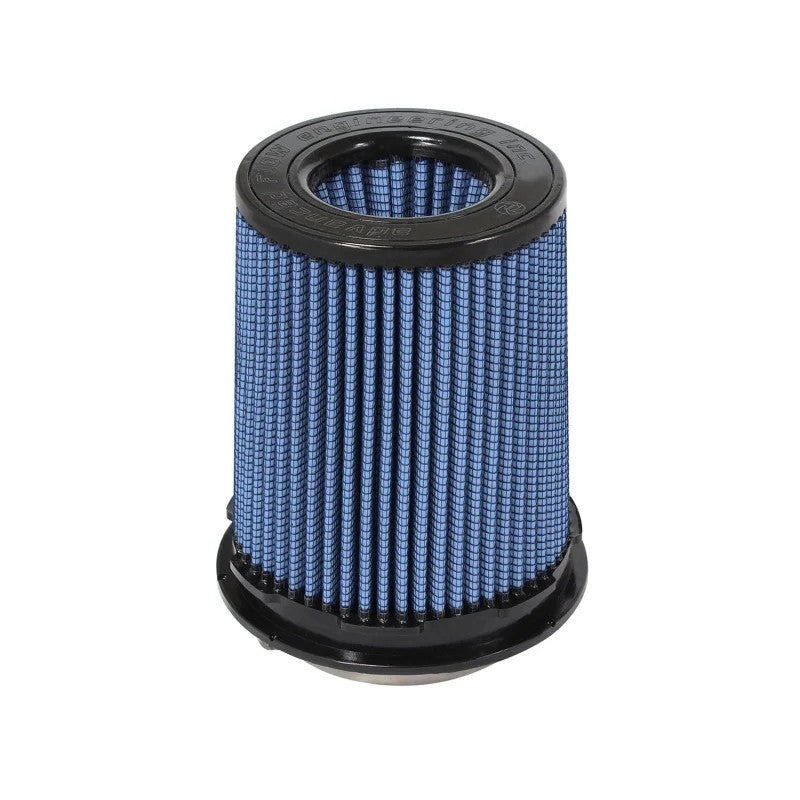 aFe Magnum FLOW Pro 5R universal air filter with blue oiled media, inverted top, and black polyurethane flange.