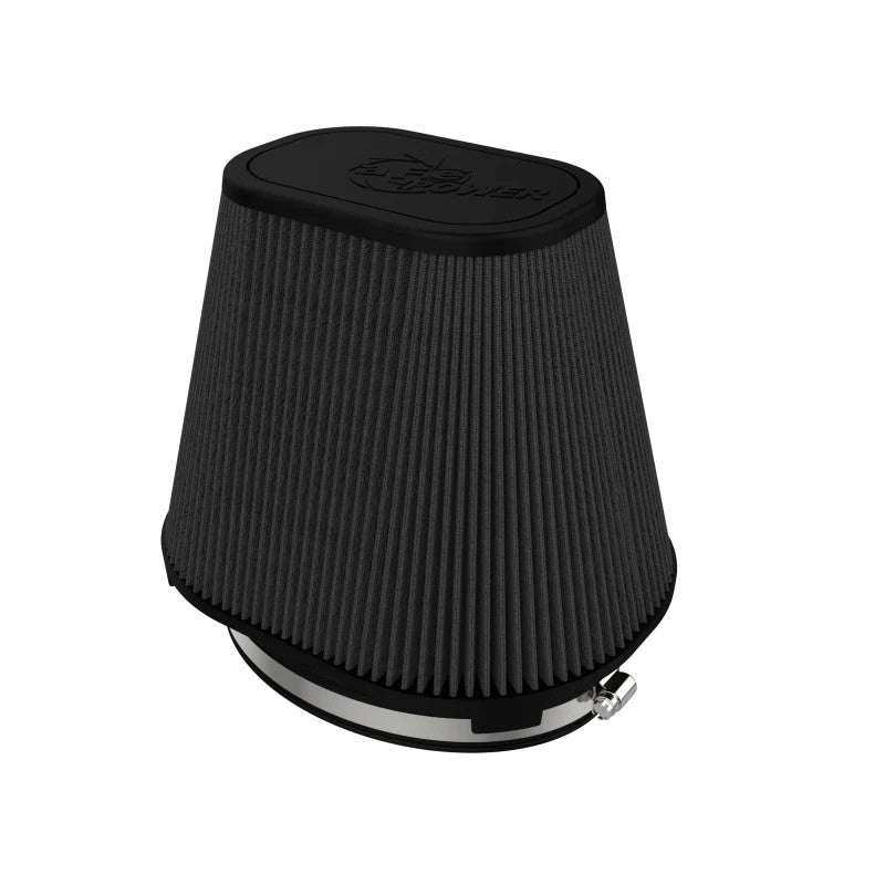 aFe Power MagnumFLOW Pro 5R performance air filter featuring black oiled cotton media and a black polyurethane base.