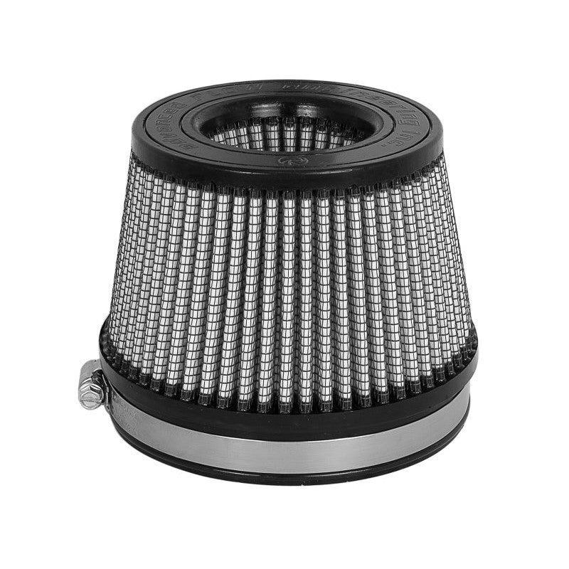 aFe MagnumFLOW Dry S conical air filter featuring grey synthetic media and black polyurethane inverted top and flange.