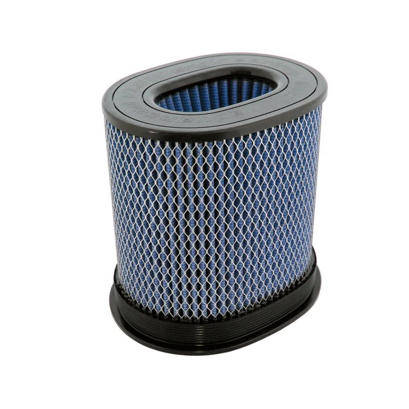 aFe Power MagnumFLOW HD Pro 10R oval performance air filter with blue 10-layer oiled cotton media and mesh reinforcement