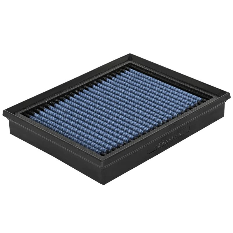 aFe Power MagnumFLOW Pro 5R oiled performance air filter with blue cotton gauze and black polyurethane frame